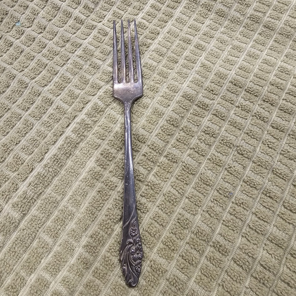 Antique Dinner Fork 1950 Oneida Community Evening Star Silv Plate Floral Vintage